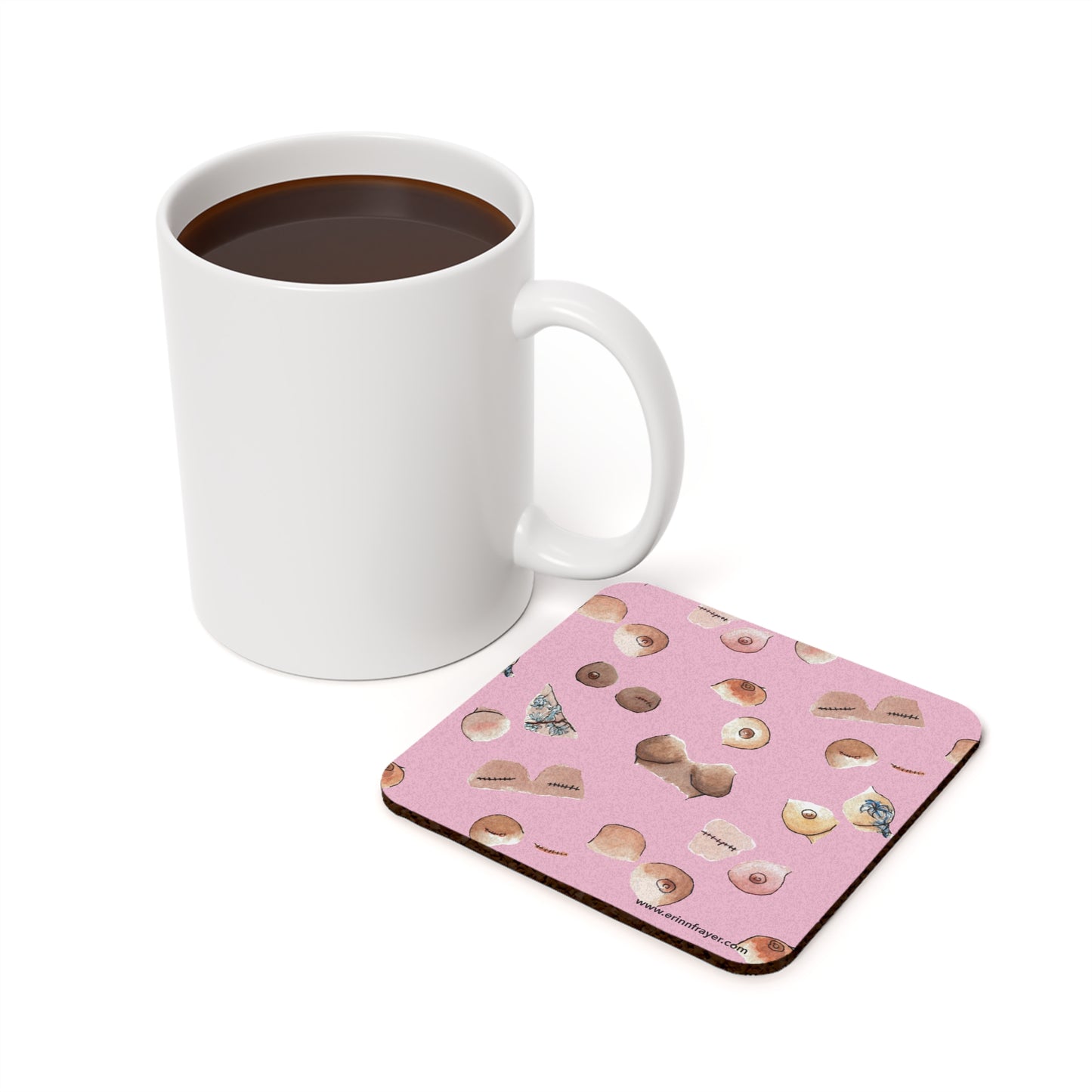 Survivor Print Cork Back Coaster, Pink