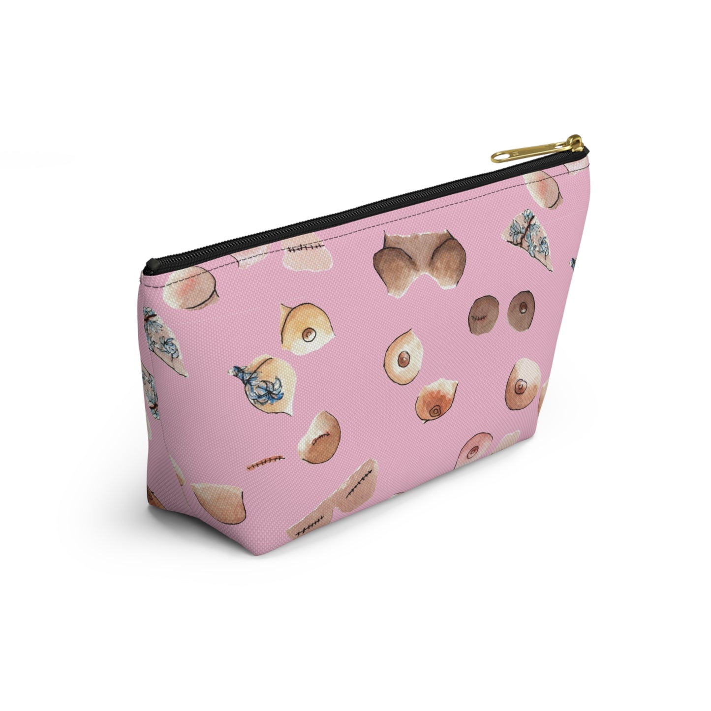 Survivor Print Small Accessory Pouch w T-bottom, Pink