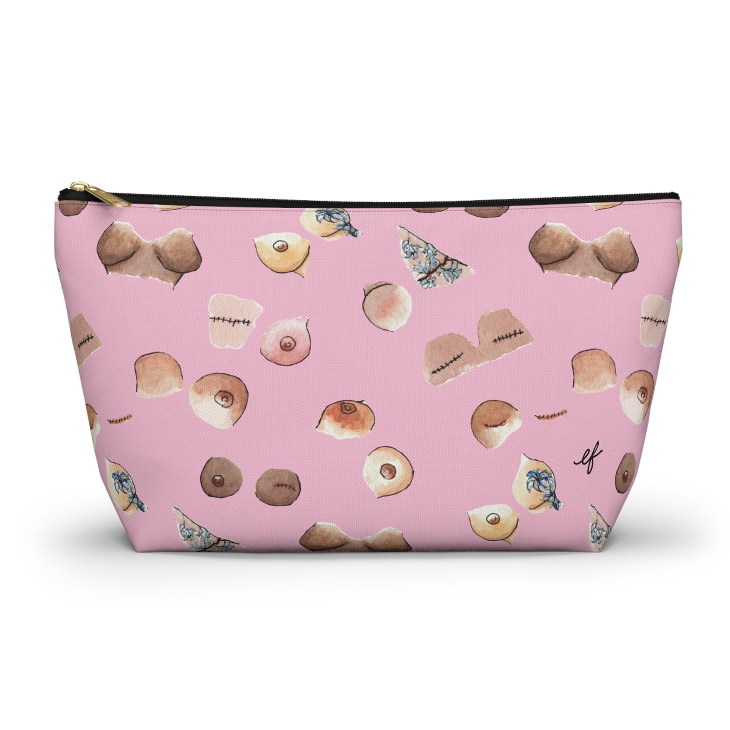 Survivor Print Large Accessory Pouch w T-bottom, Pink