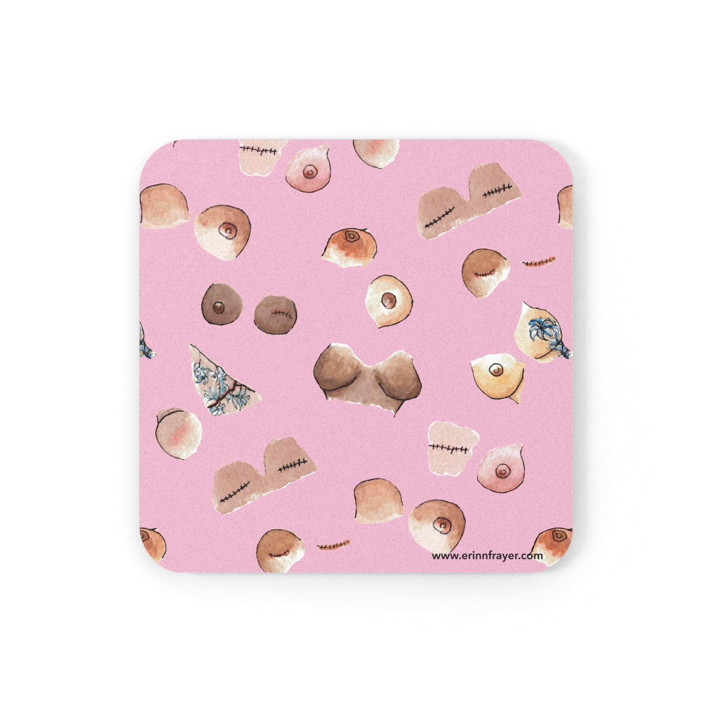 Survivor Print Cork Back Coaster, Pink
