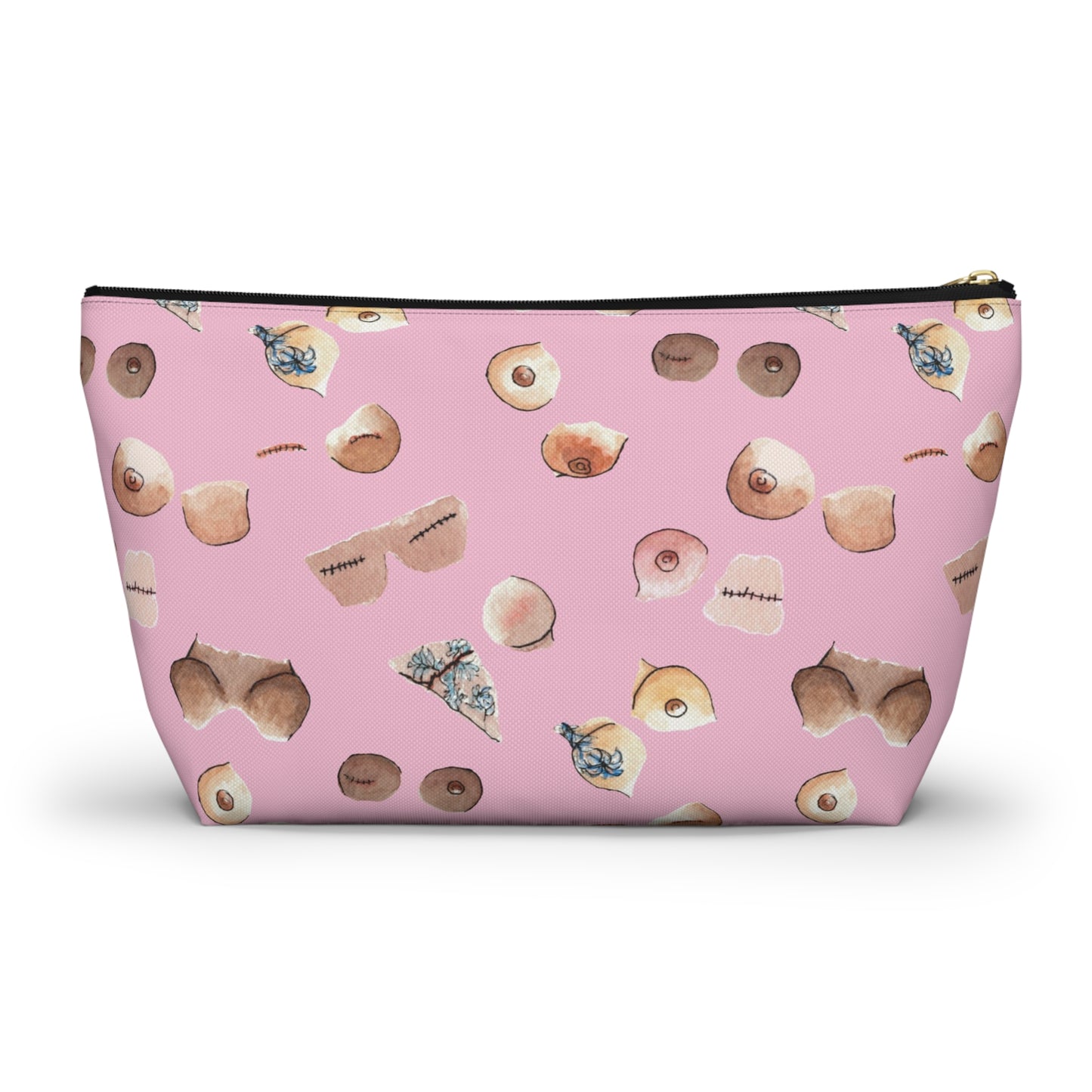 Survivor Print Large Accessory Pouch w T-bottom, Pink