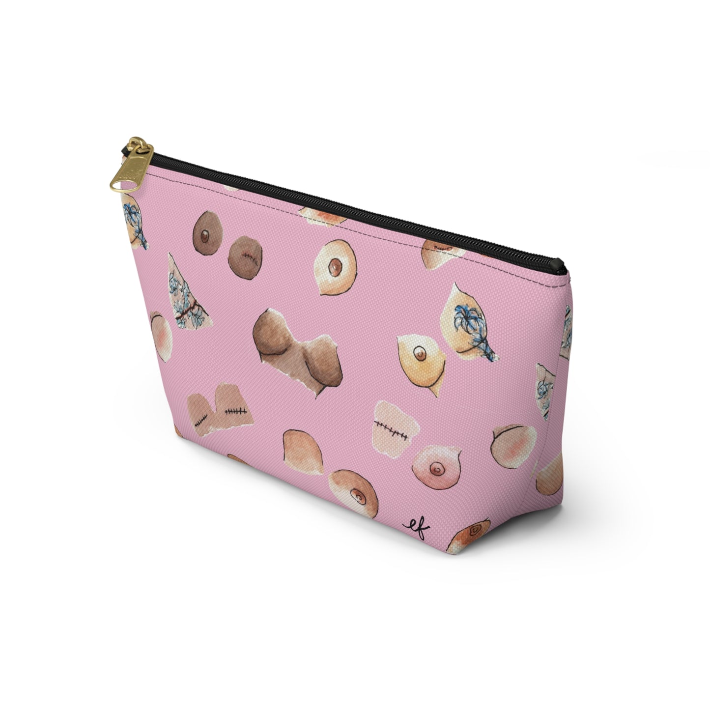 Survivor Print Small Accessory Pouch w T-bottom, Pink