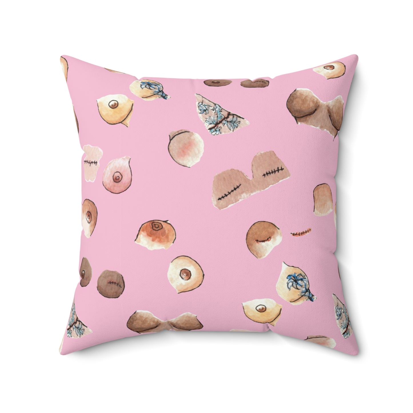 Survivor Print Faux Suede Square Pillow, Pink