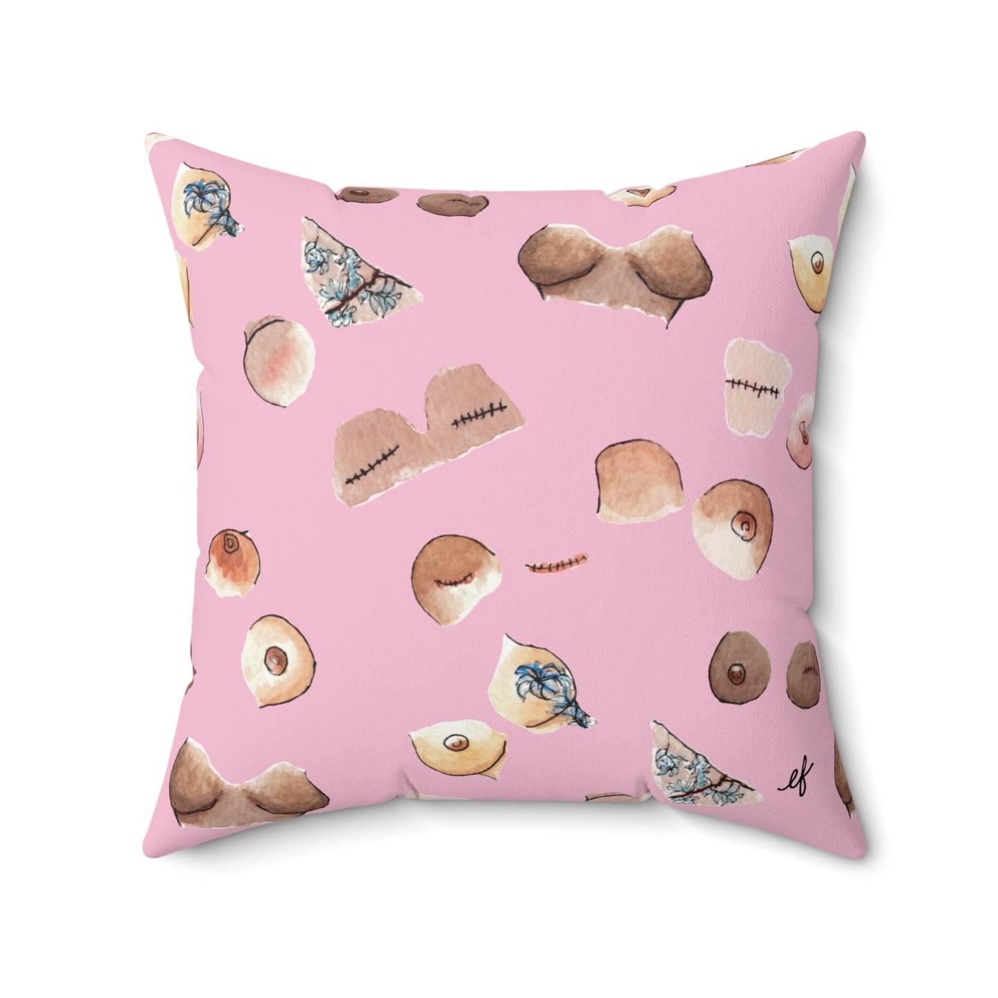 Survivor Print Faux Suede Square Pillow, Pink