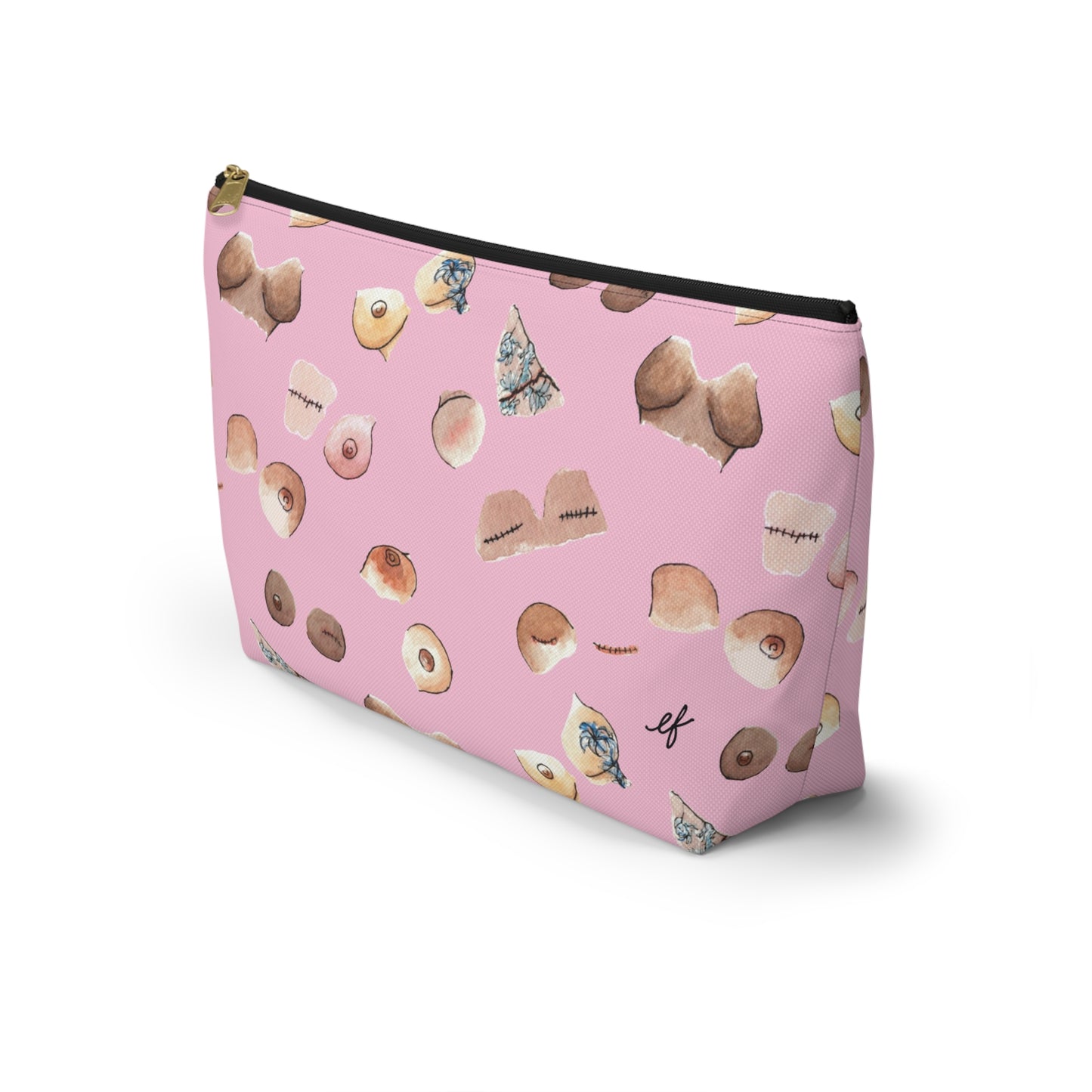 Survivor Print Large Accessory Pouch w T-bottom, Pink