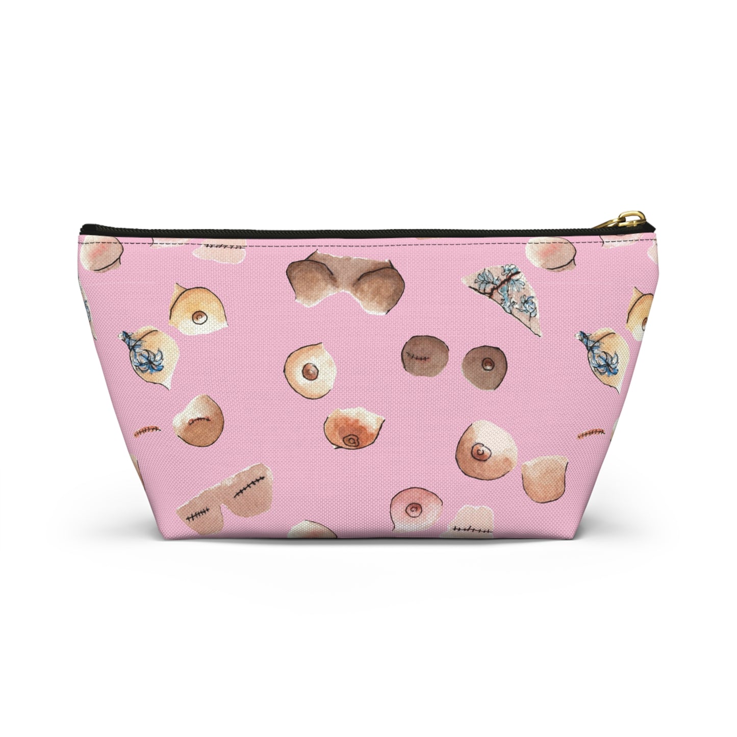 Survivor Print Small Accessory Pouch w T-bottom, Pink