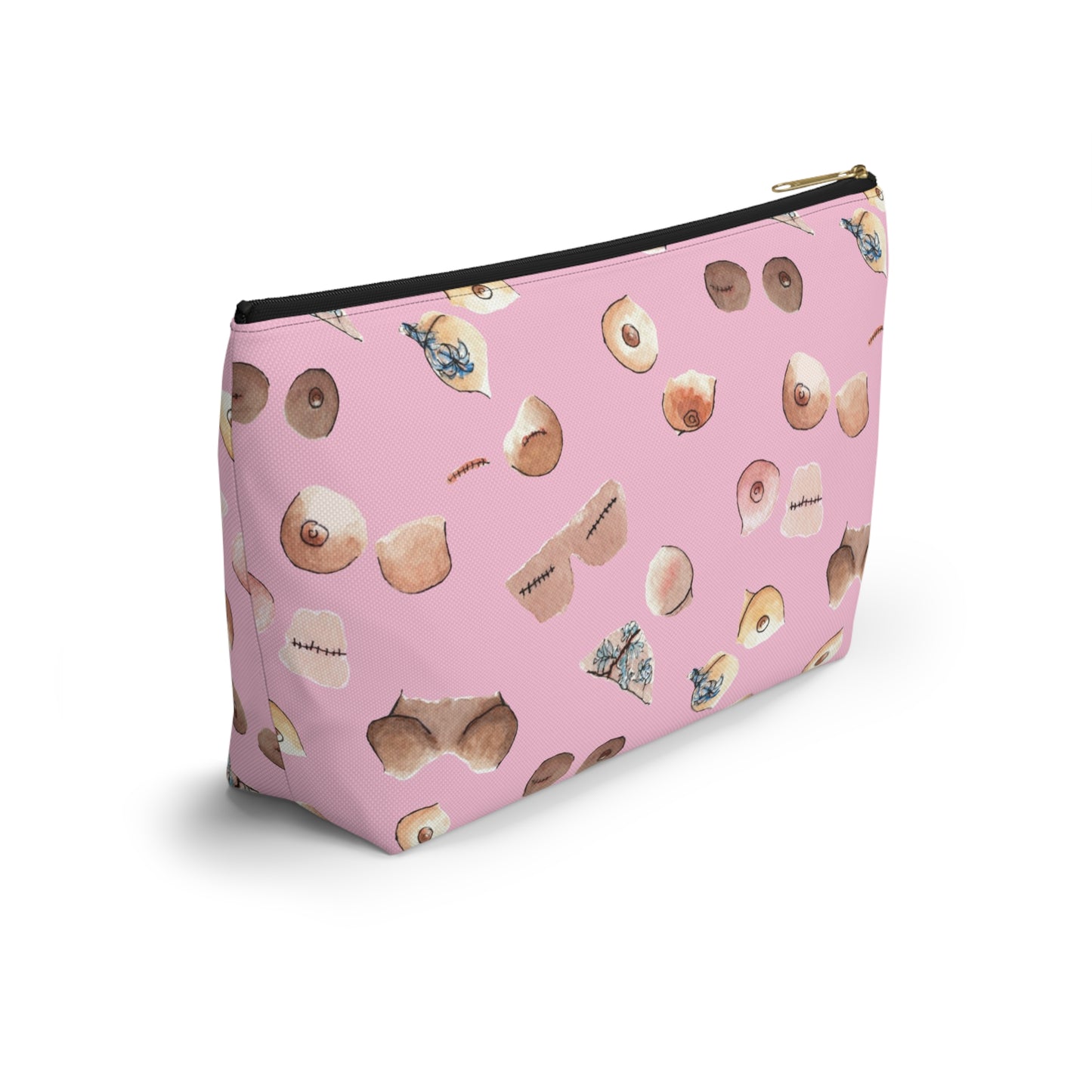 Survivor Print Large Accessory Pouch w T-bottom, Pink