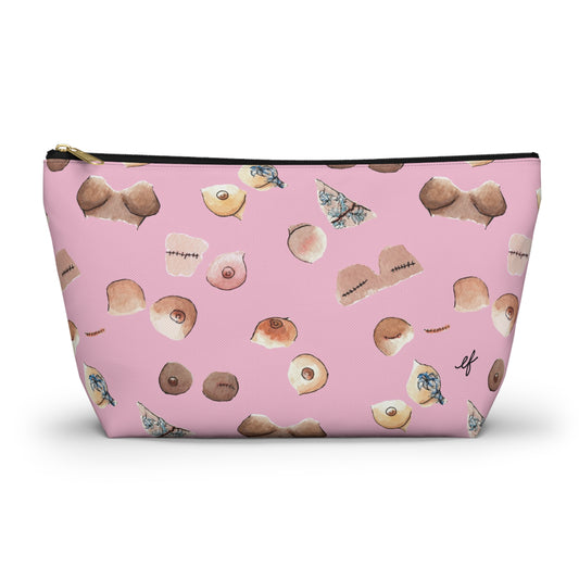 Survivor Print Large Accessory Pouch w T-bottom, Pink