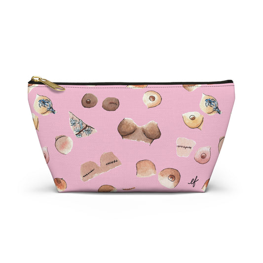 Survivor Print Small Accessory Pouch w T-bottom, Pink
